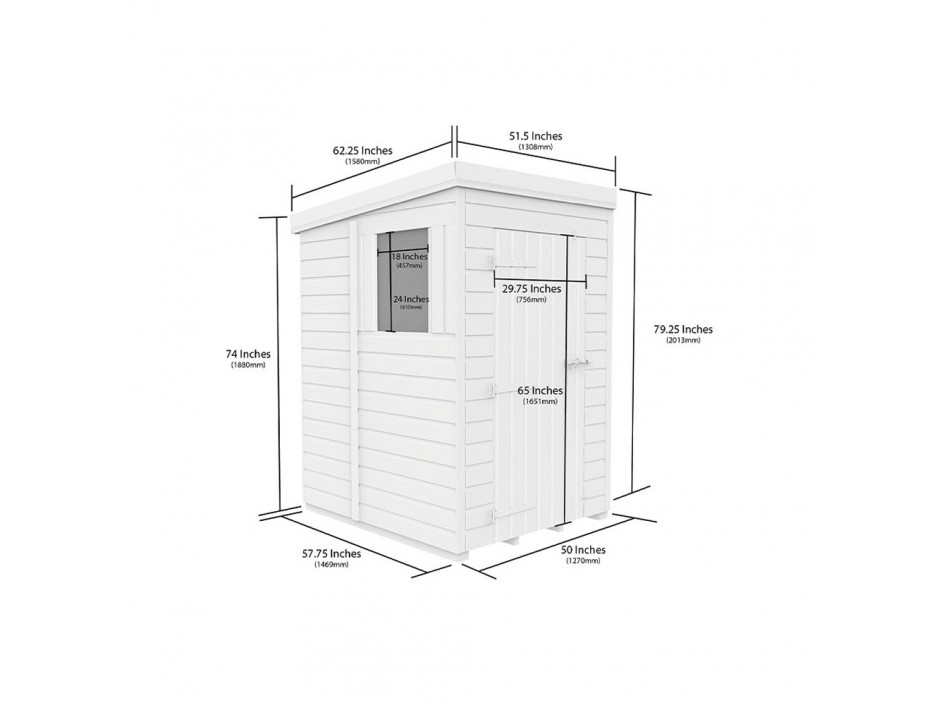 F&F 4ft x 5ft Pent Shed