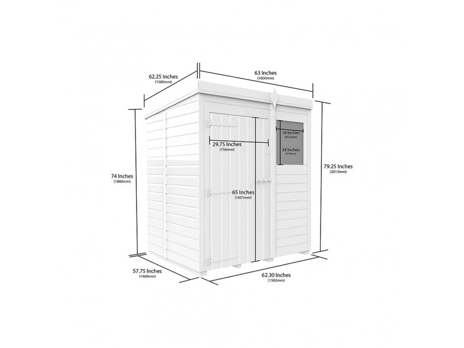 F&F 5ft x 5ft Pent Shed