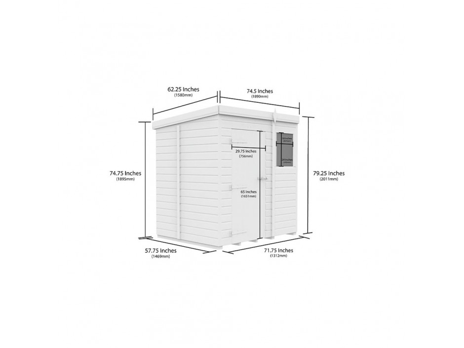 F&F 6ft x 5ft Pent Shed