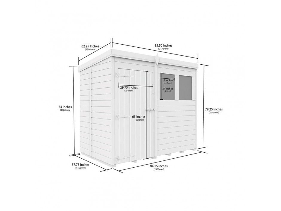 F&F 7ft x 5ft Pent Shed