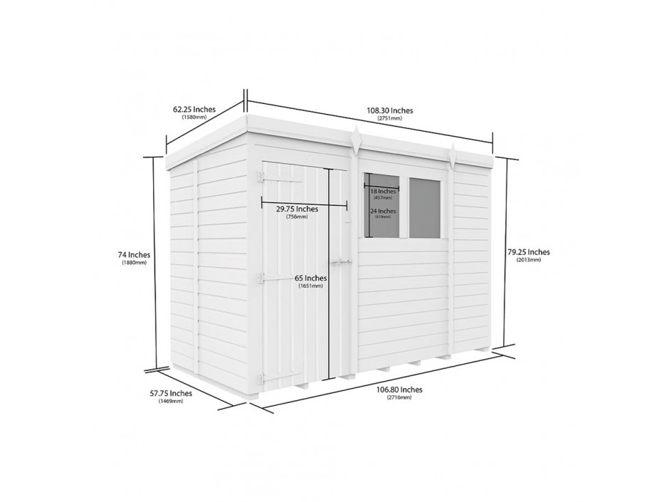 F&F 9ft x 5ft Pent Shed