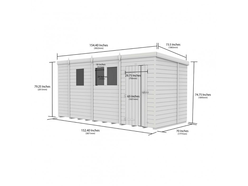 F&F 13ft x 6ft Pent Shed