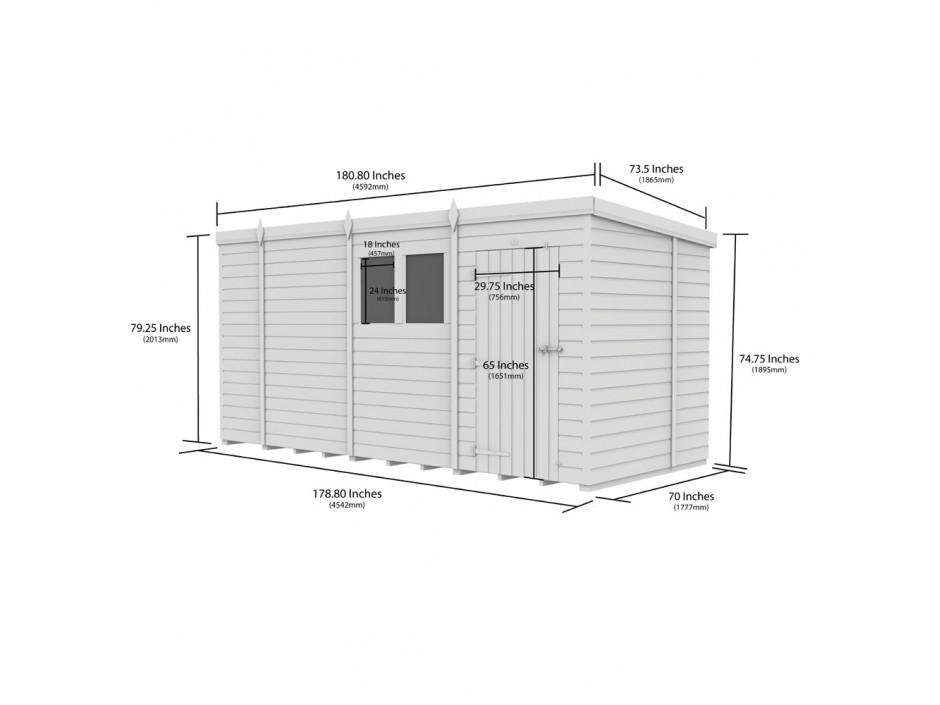 F&F 15ft x 6ft Pent Shed