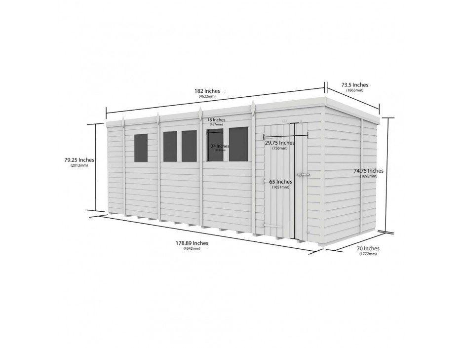 F&F 17ft x 6ft Pent Shed