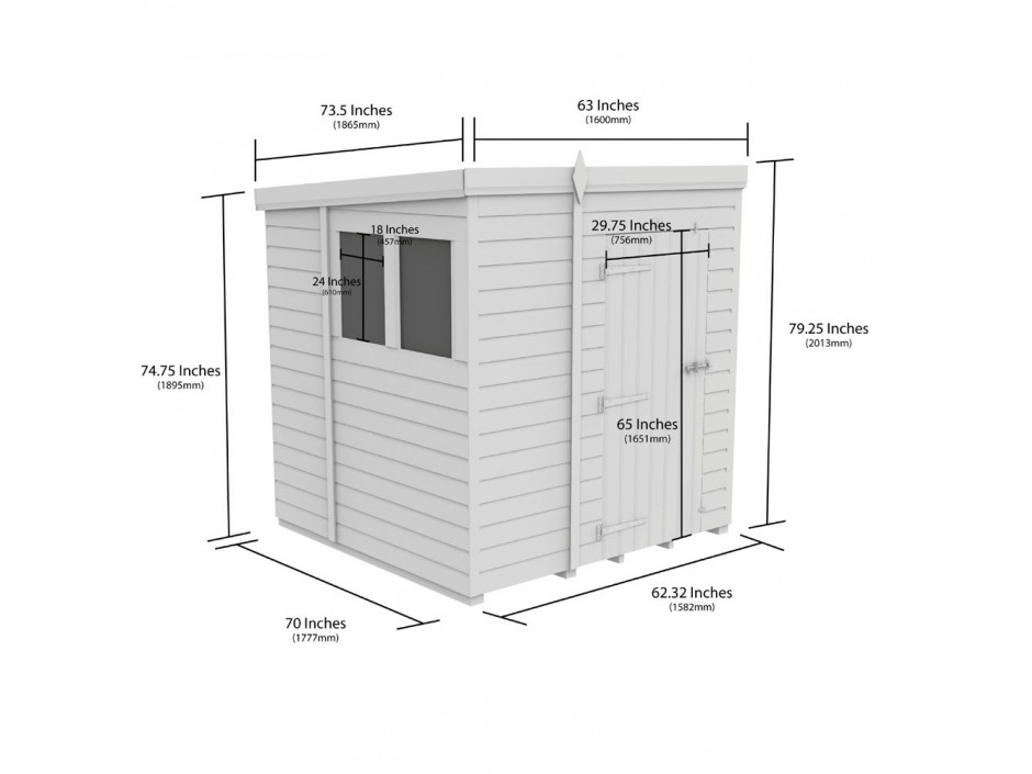 F&F 6ft x 5ft Pent Shed