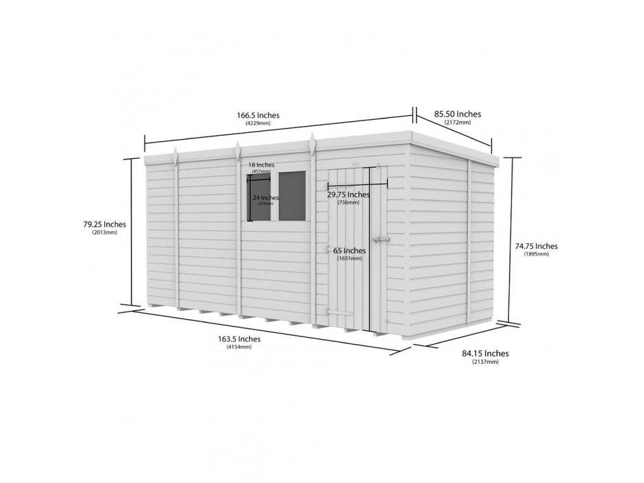 F&F 14ft x 7ft Pent Shed