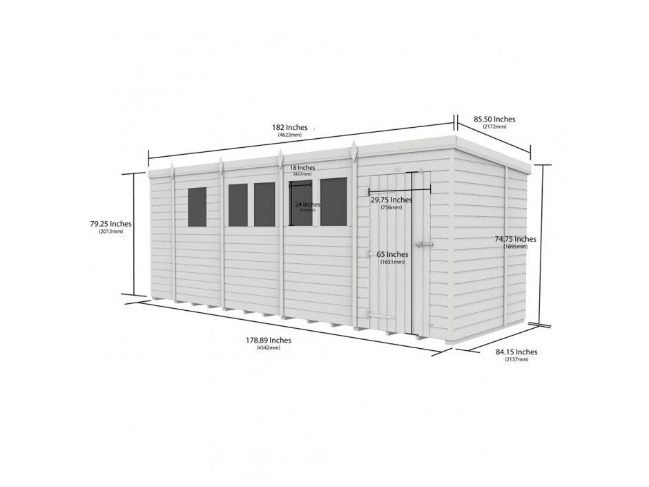 F&F 7ft x 17ft Pent Shed