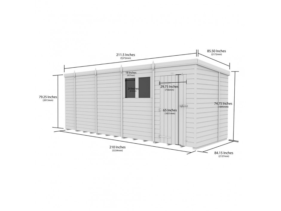 F&F 7ft x 18ft Pent Shed