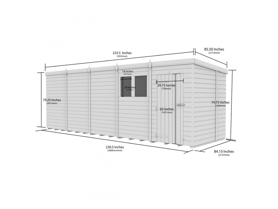 F&F 20ft x 7ft Pent Shed