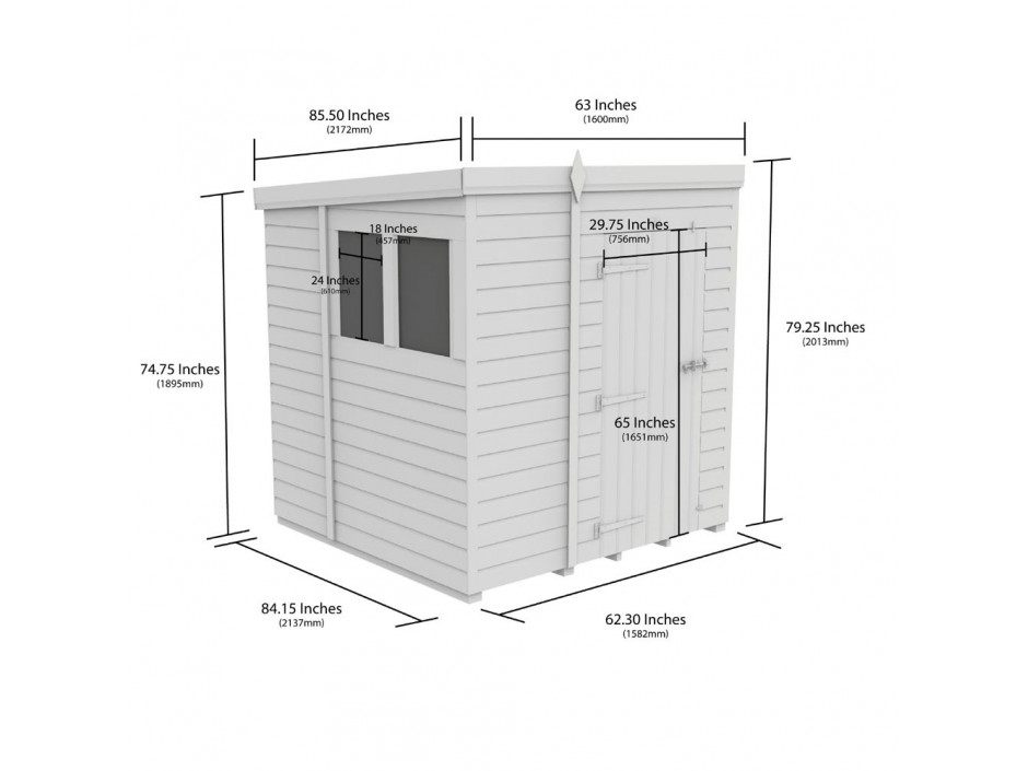 F&F 5ft x 7ft Pent Shed