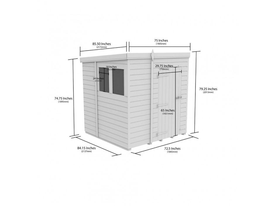 F&F 6ft x 7ft Pent Shed