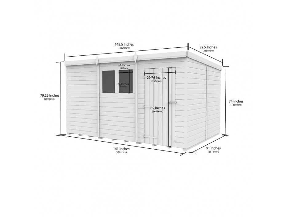F&F 12ft x 8ft Pent Shed