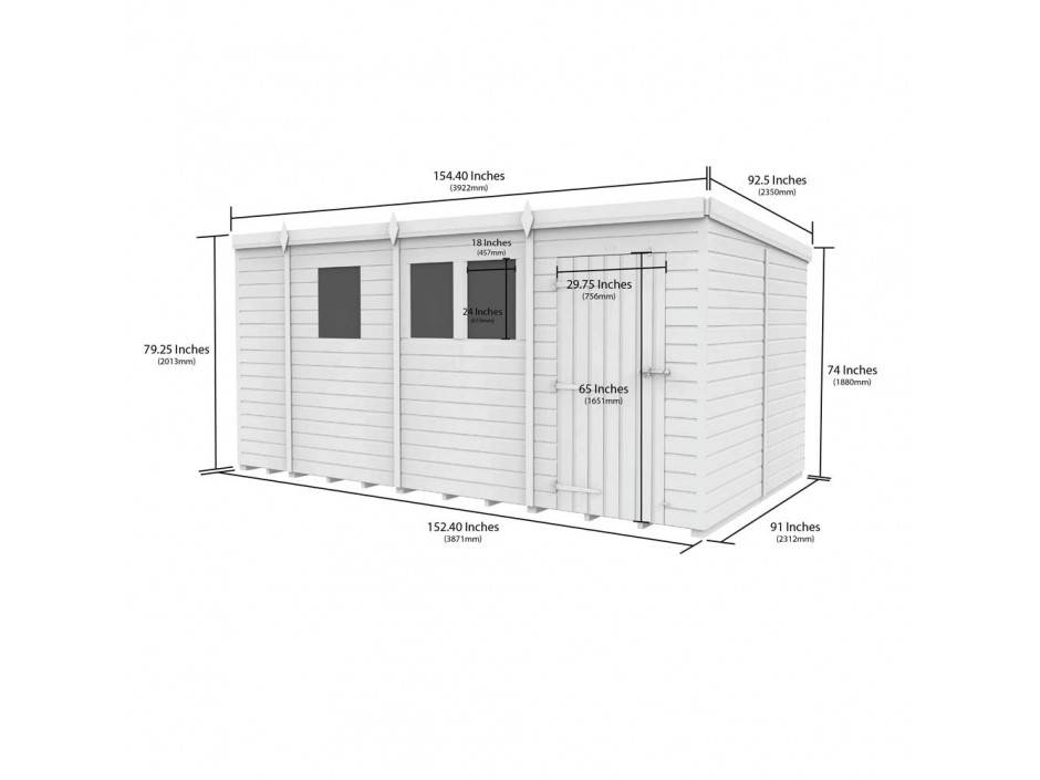 F&F 13ft x 8ft Pent Shed