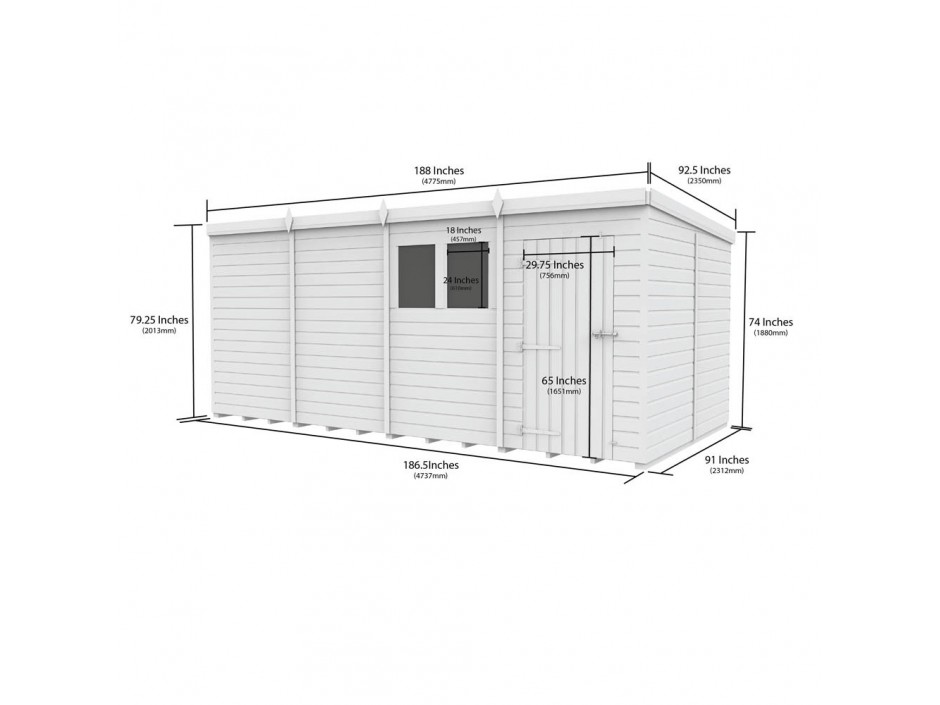 F&F 16ft x 8ft Pent Shed