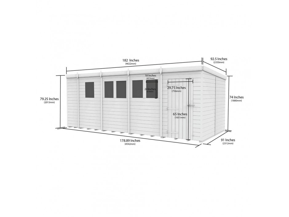 F&F 17ft x 8ft Pent Shed