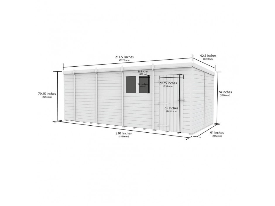 F&F 18ft x 8ft Pent Shed