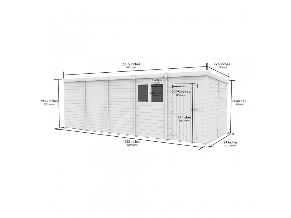 F&F 8ft x 20ft Pent Shed