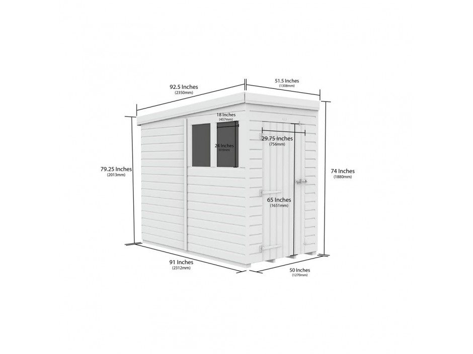 F&F 4ft x 8ft Pent Shed