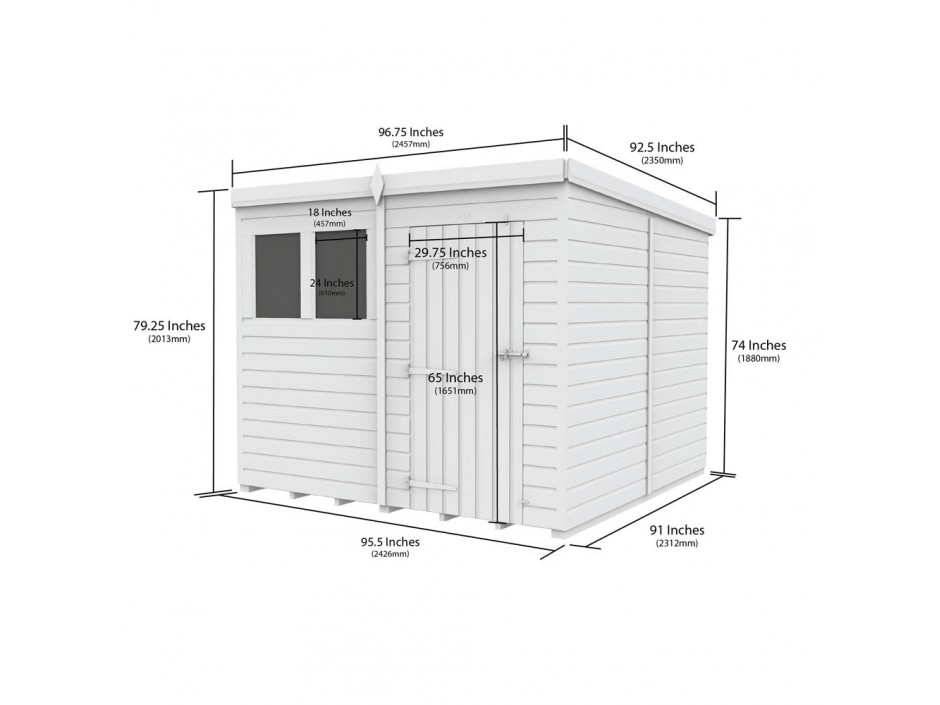 F&F 8ft x 8ft Pent Shed