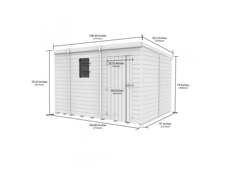 F&F 8ft x 9ft Pent Shed