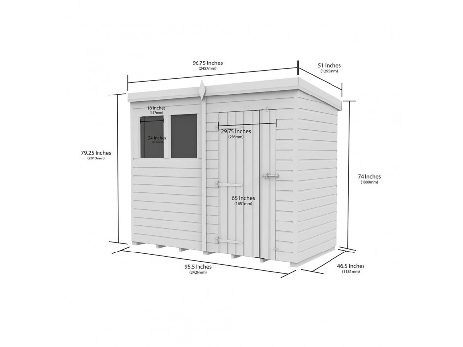 F&F 4ft x 8ft Pent Shed