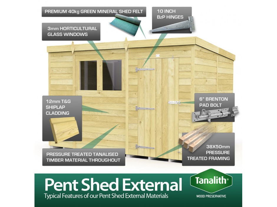 F&F 11ft x 4ft Pent Shed