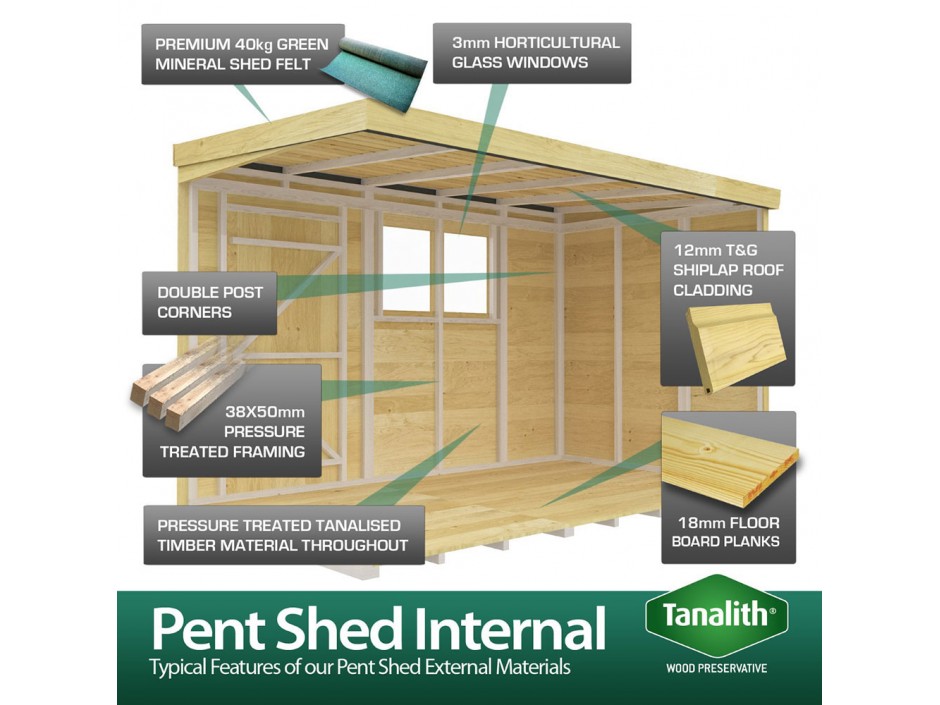 F&F 8ft x 8ft Pent Shed