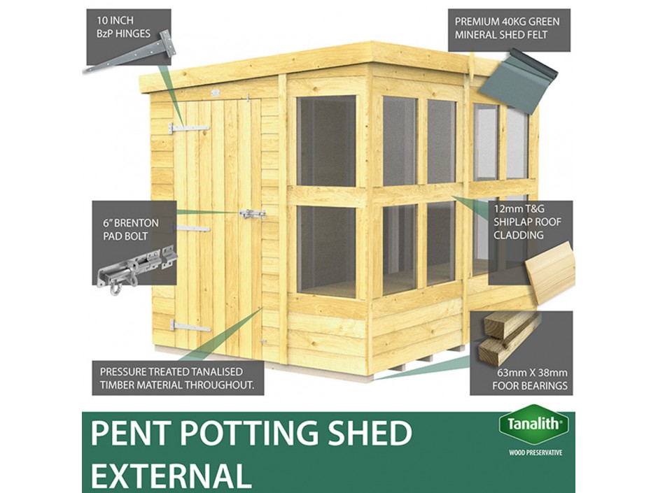 16ft x 6ft Pent Potting Shed