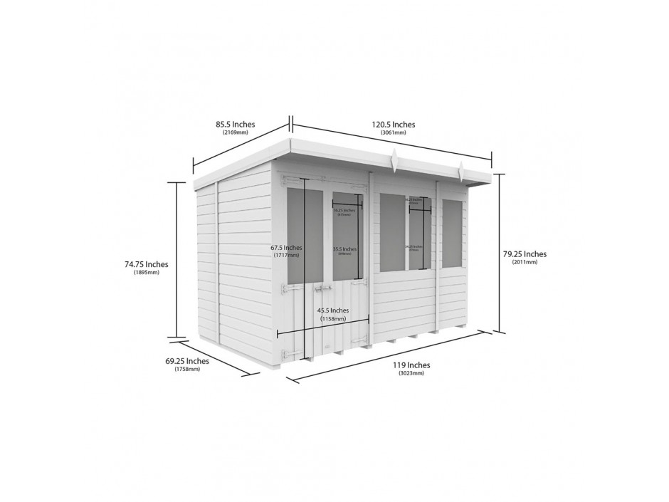 F&F 10ft x 6ft Pent Summer House