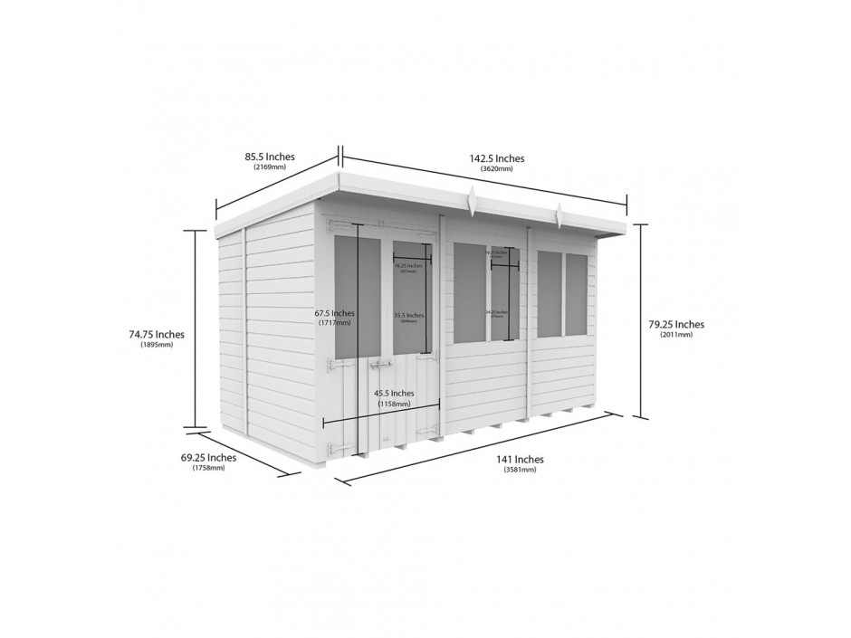 F&F 12ft x 6ft Pent Summer House