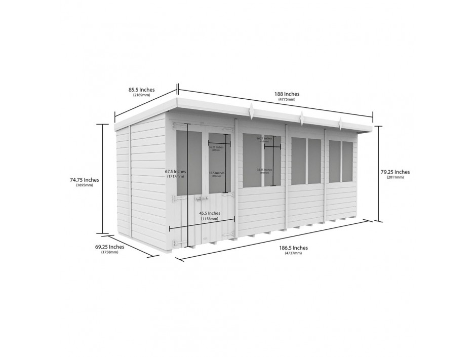 F&F 16ft x 6ft Pent Summer House