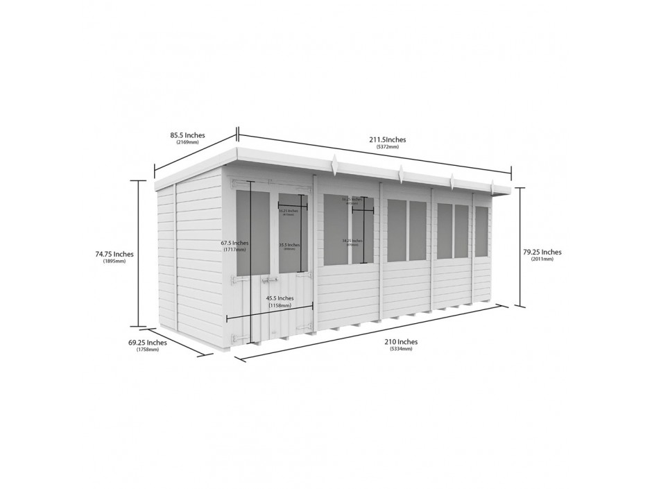 F&F 18ft x 6ft Pent Summer House