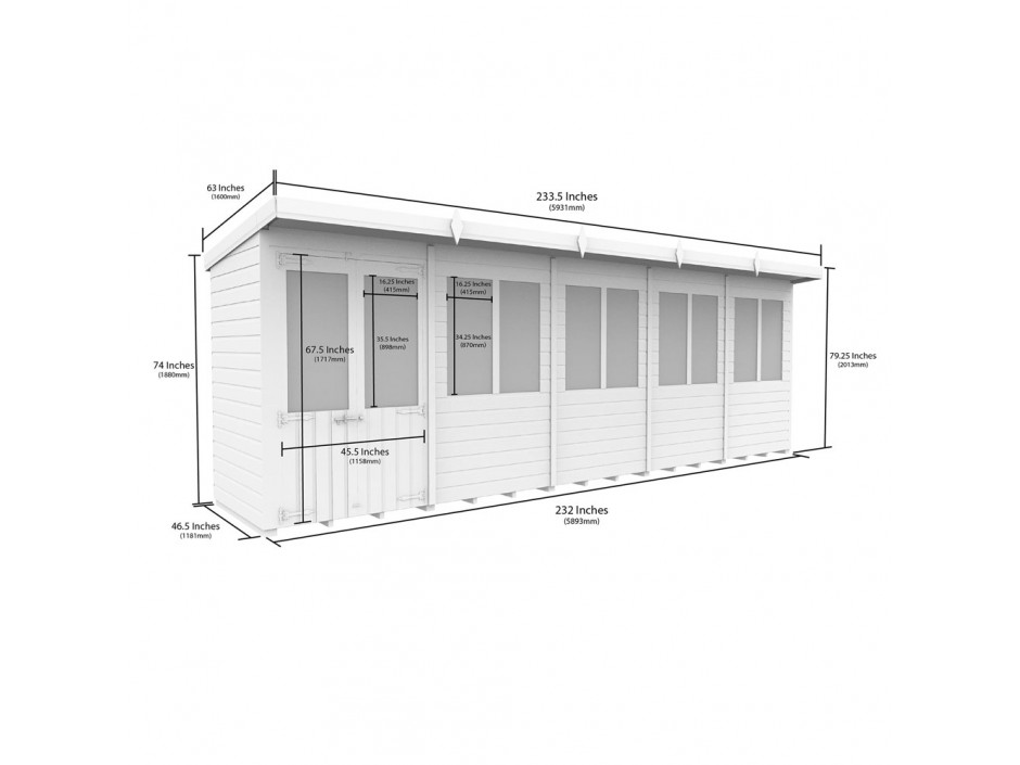 F&F 20ft x 4ft Pent Summer House