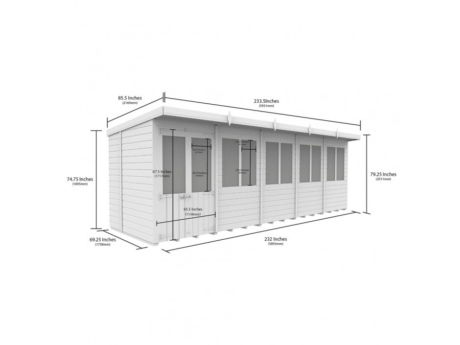 F&F 20ft x 6ft Pent Summer House