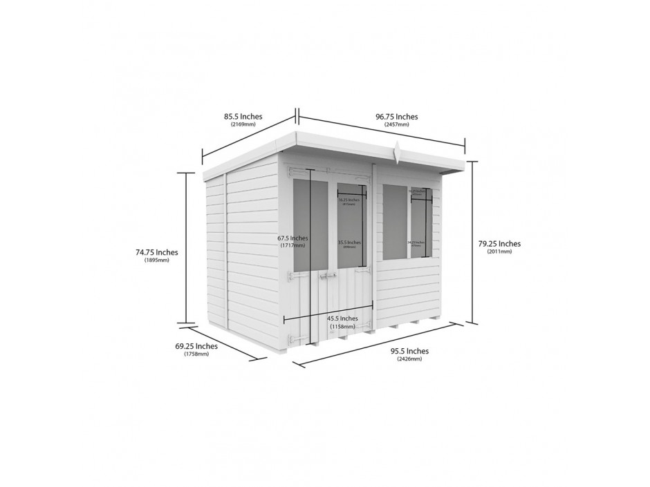 F&F 8ft x 6ft Pent Summer House