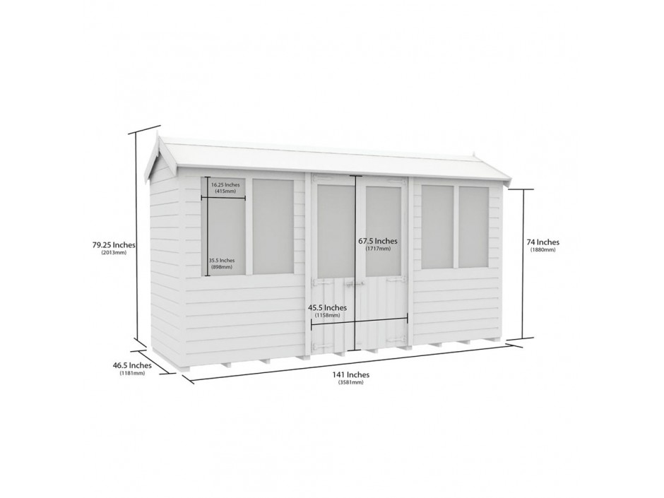 F&F 4ft x 12ft Apex Summer House