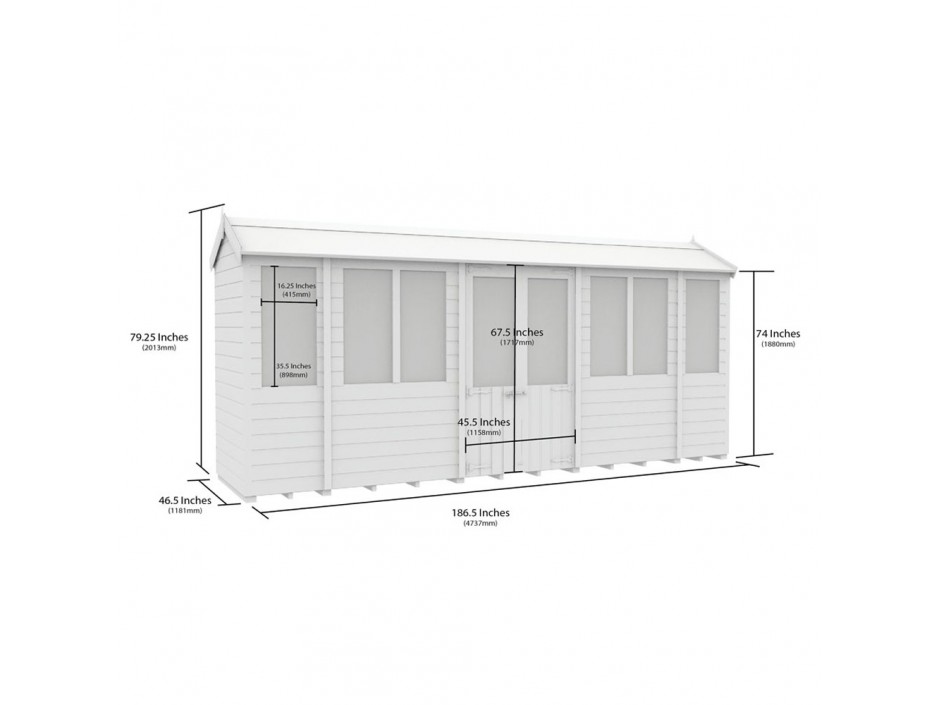 F&F 4ft x 16ft Apex Summer House