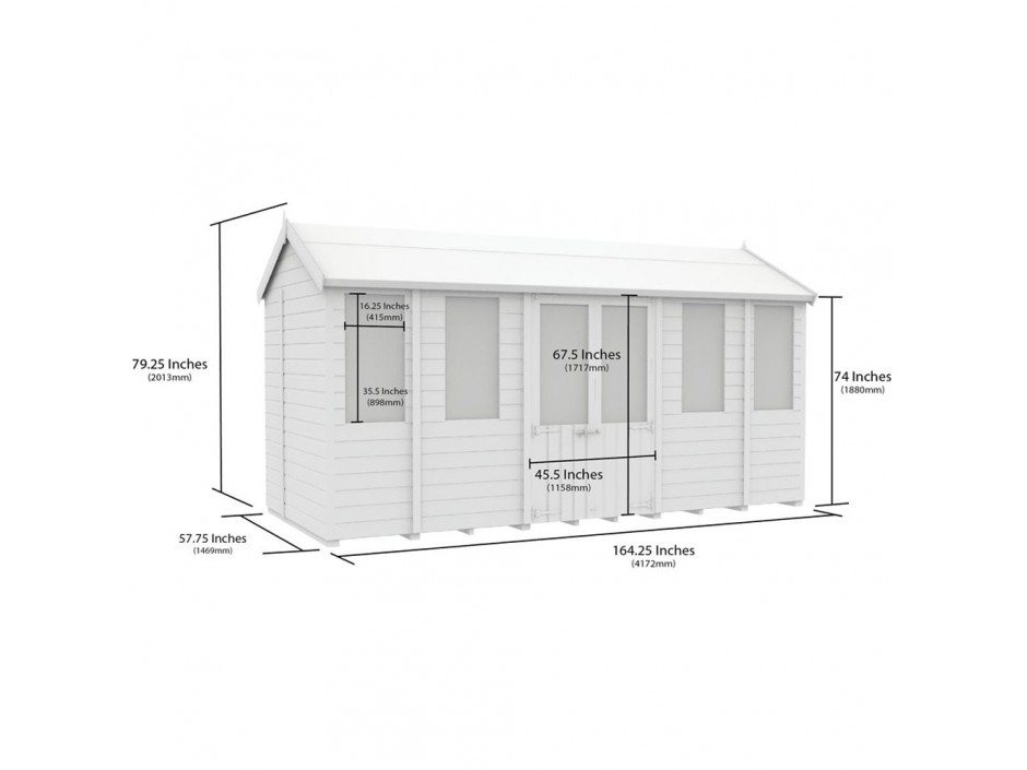 F&F 5ft x 14ft Apex Summer House