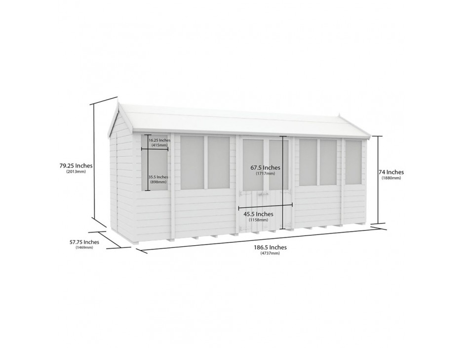 F&F 5ft x 16ft Apex Summer House