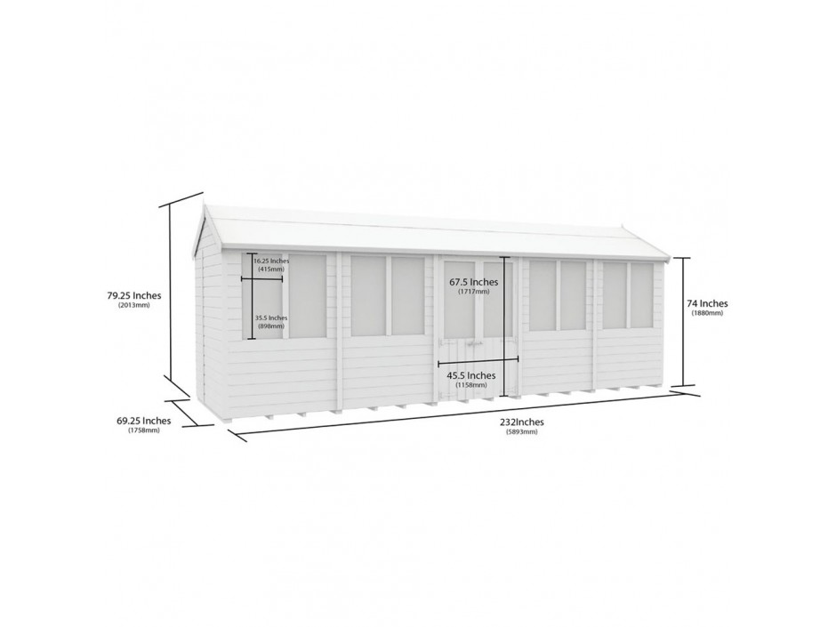 F&F 6ft x 20ft Apex Summer House