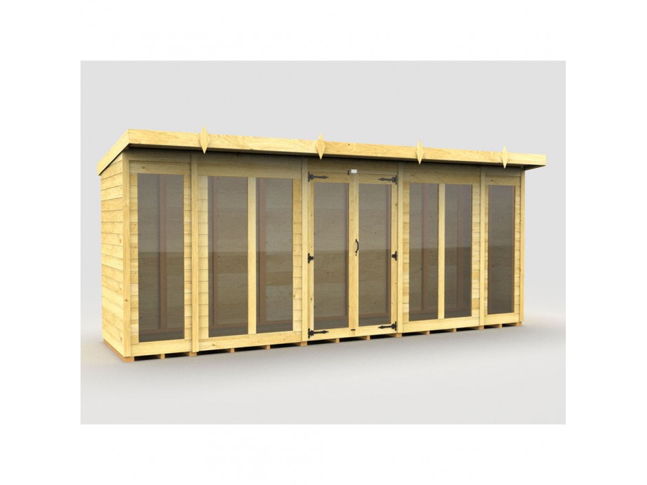 16ft x 4ft Pent Summer House (Full Height Window)