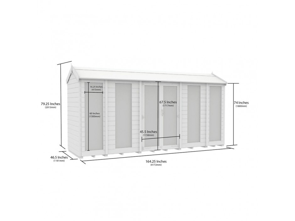 4ft x 14ft Apex Summer House (Full Height Window)