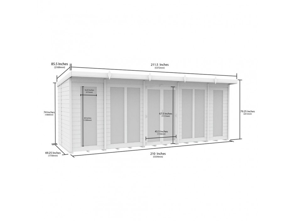 18ft x 6ft Pent Summer House (Full Height Window)