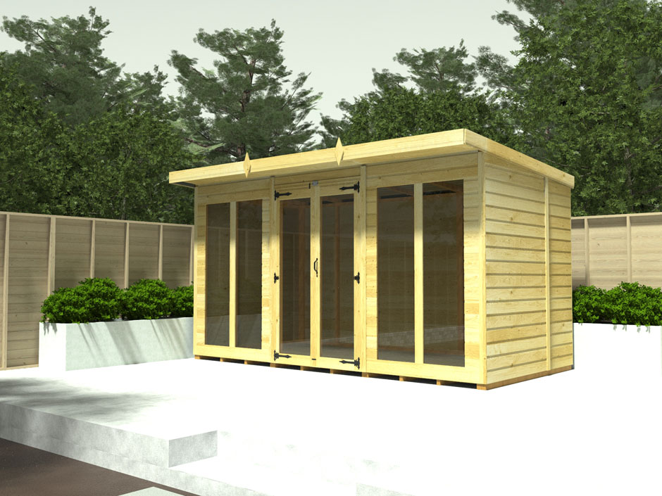 8ft x 4ft Pent Summer House (Full Height Window)