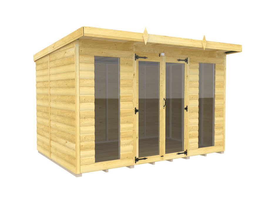 10ft x 7ft Pent Summer House Loglap (Full Height Window)