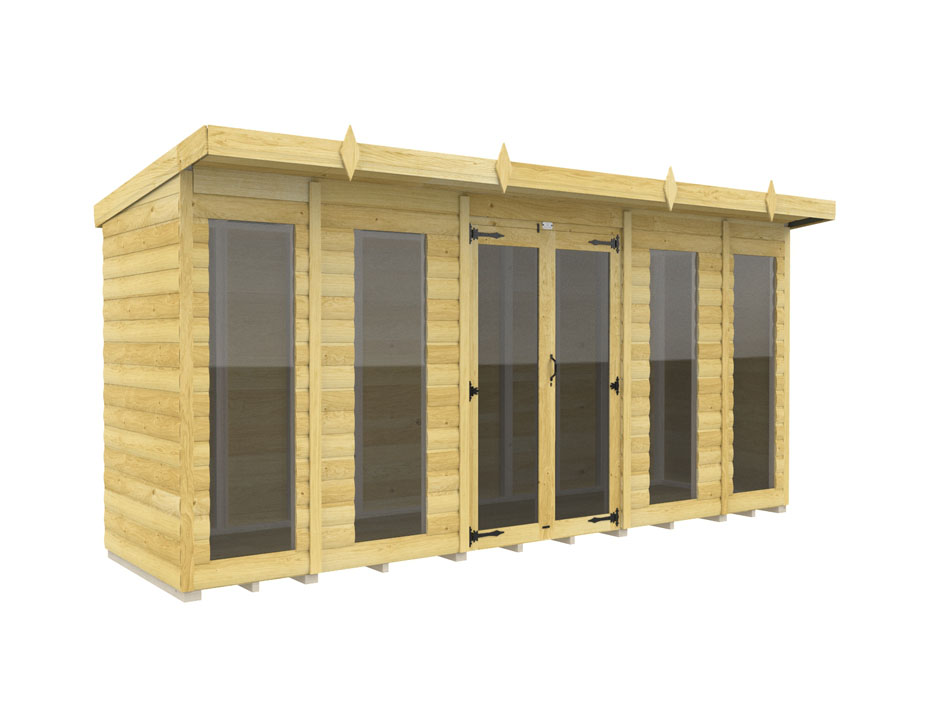 14ft x 4ft Pent Summer House Loglap (Full Height Window)