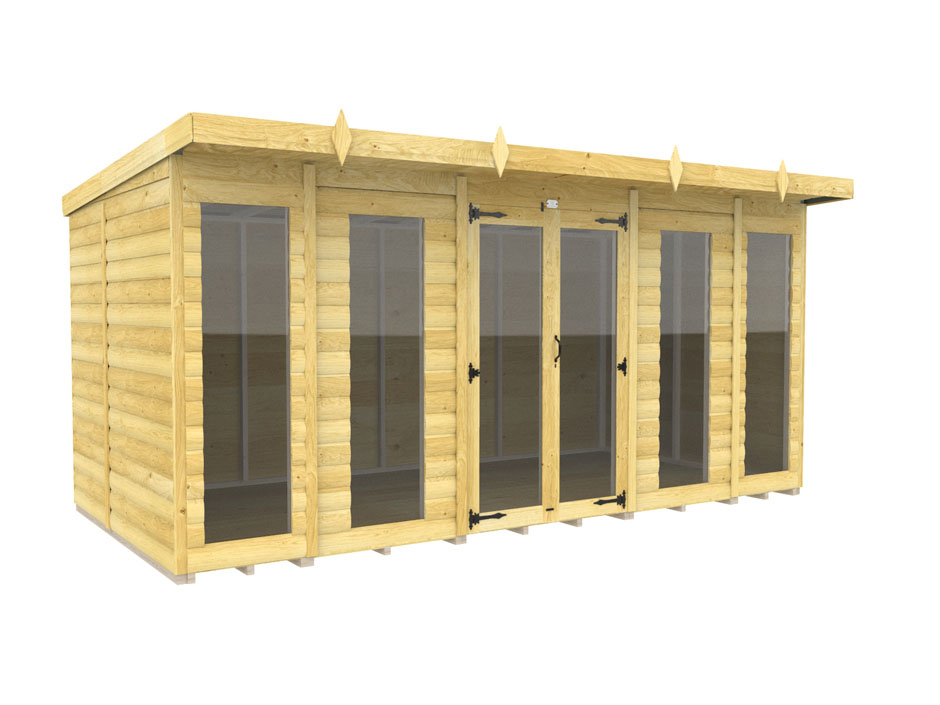 14ft x 7ft Pent Summer House Loglap (Full Height Window)