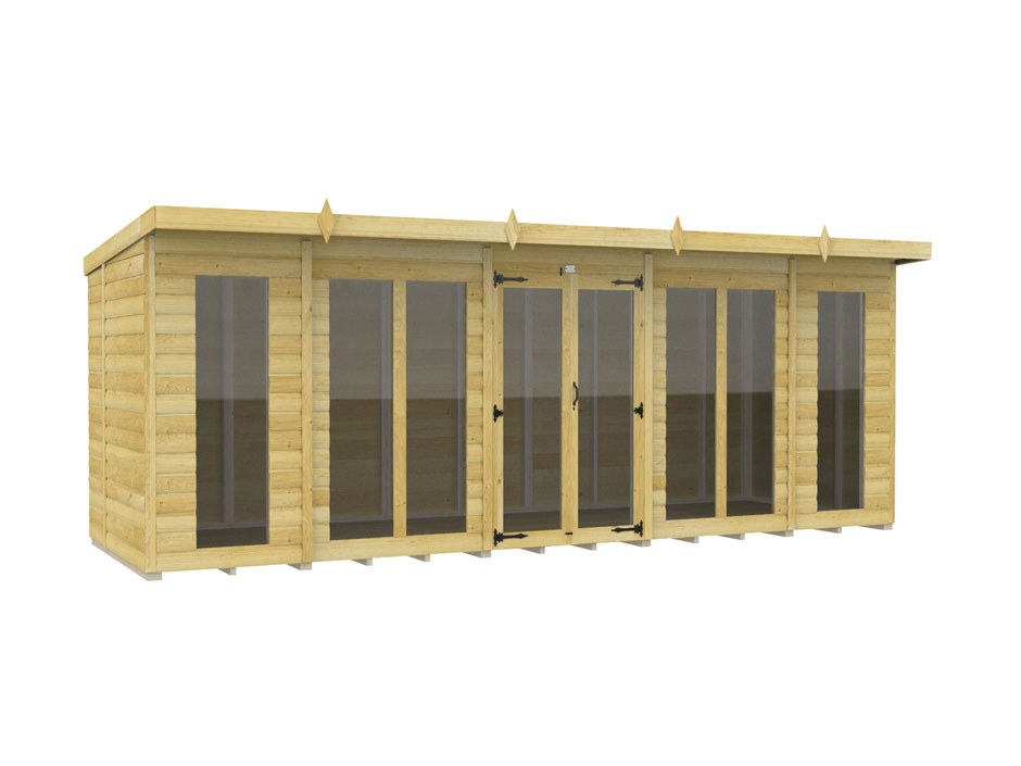 18ft x 6ft Pent Summer House Loglap (Full Height Window)