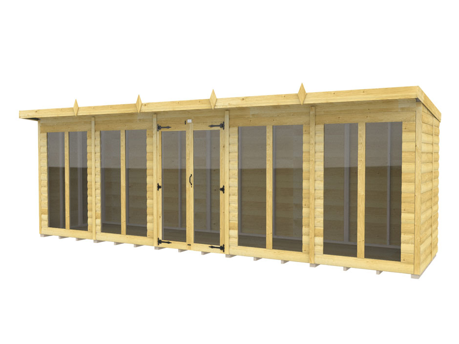 20ft x 5ft Pent Summer House Loglap (Full Height Window)