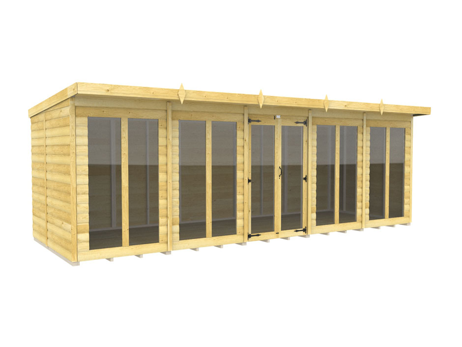 20ft x 7ft Pent Summer House Loglap (Full Height Window)